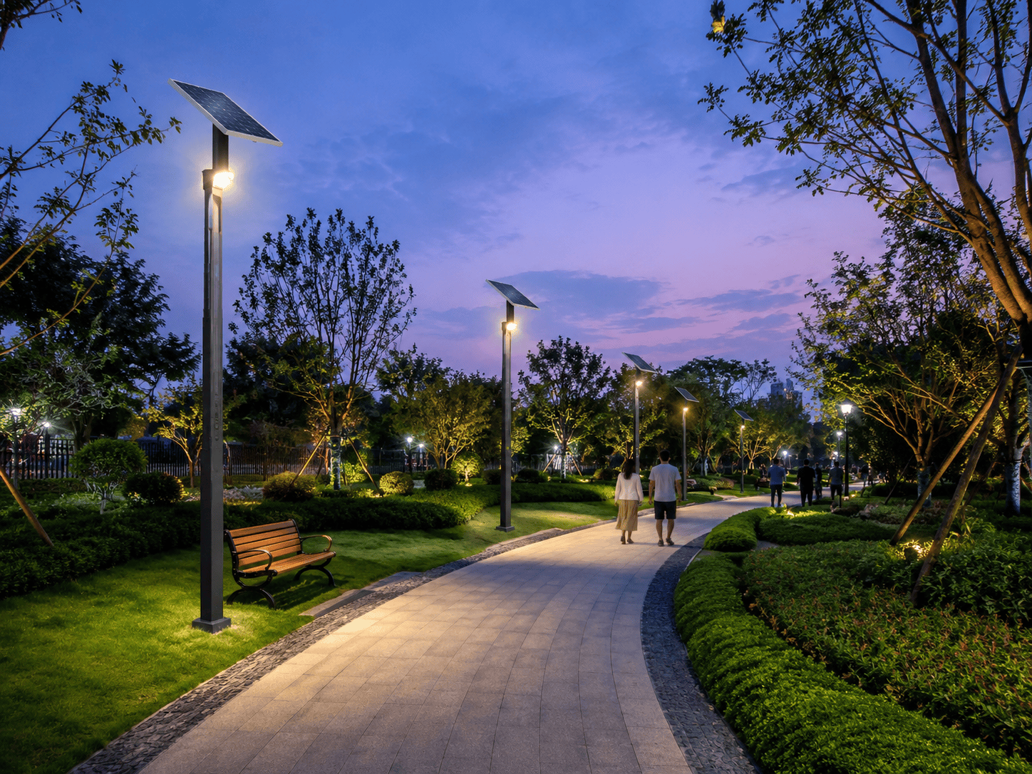 Đèn solar chiếu sáng lối đi trong công viên