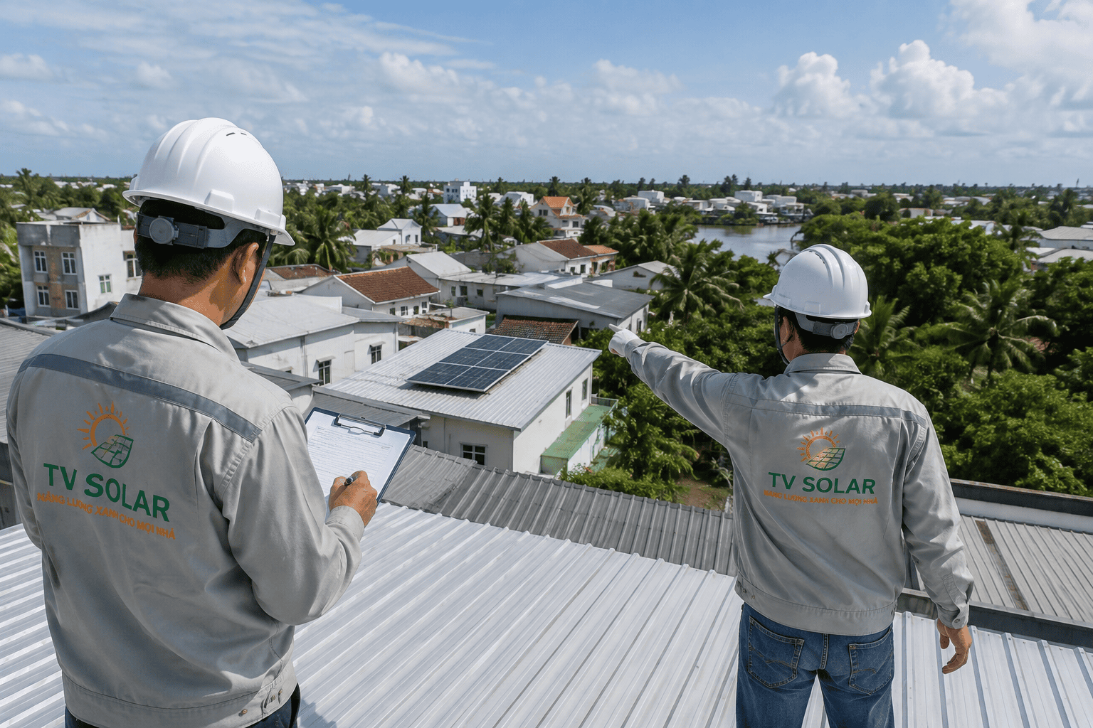 Khảo sát vị trí trước khi lắp hệ thống năng lượng mặt trời